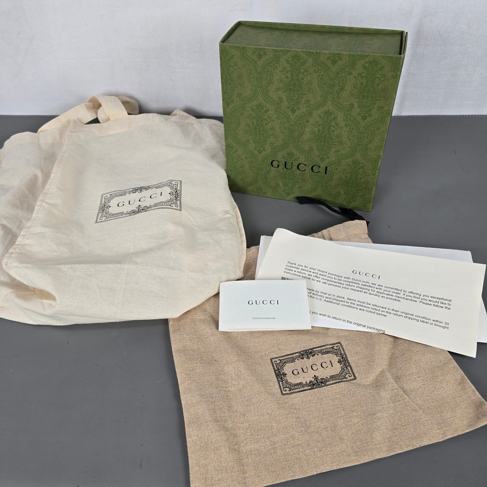 Gucci Green Floral Magnetic Box Dust & Tote Bag Set W/ Paperwork Bundle Only